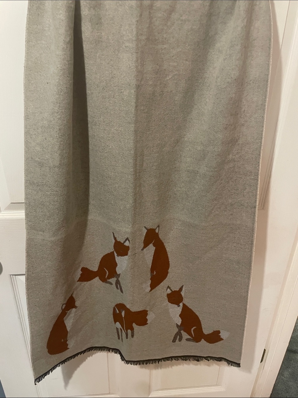 Scarf with Rust Fox Motif